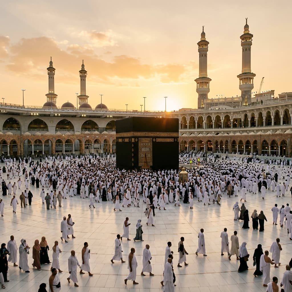 Detail arsitektur Islami untuk panduan persiapan umrah mandiri